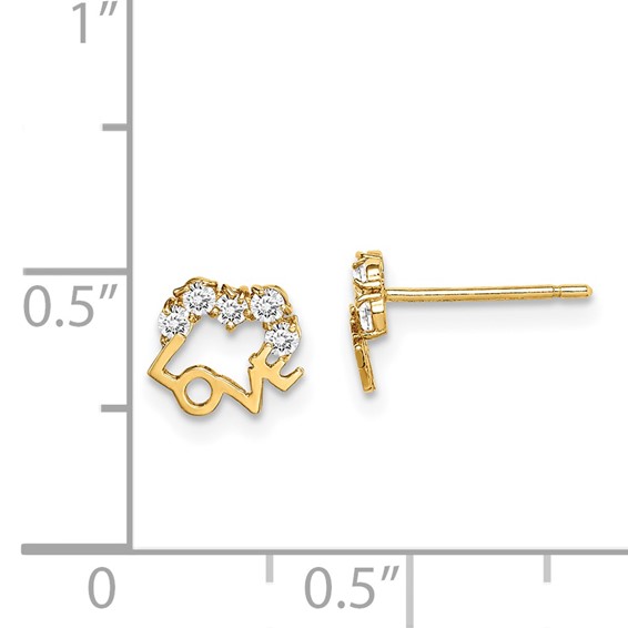 14k Madi K CZ LOVE Post Earrings