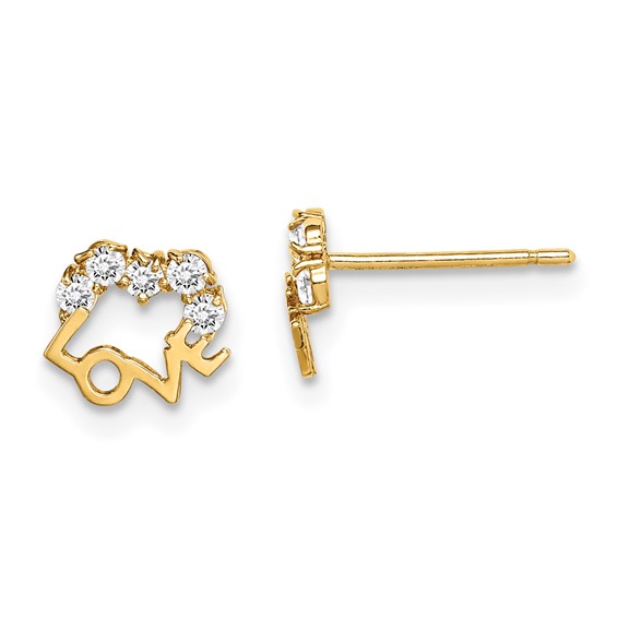 14k Madi K CZ LOVE Post Earrings