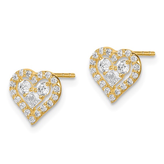 14k Madi K CZ Heart Childrens Post Earrings