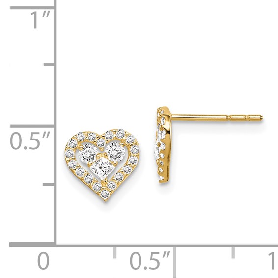 14k Madi K CZ Heart Childrens Post Earrings