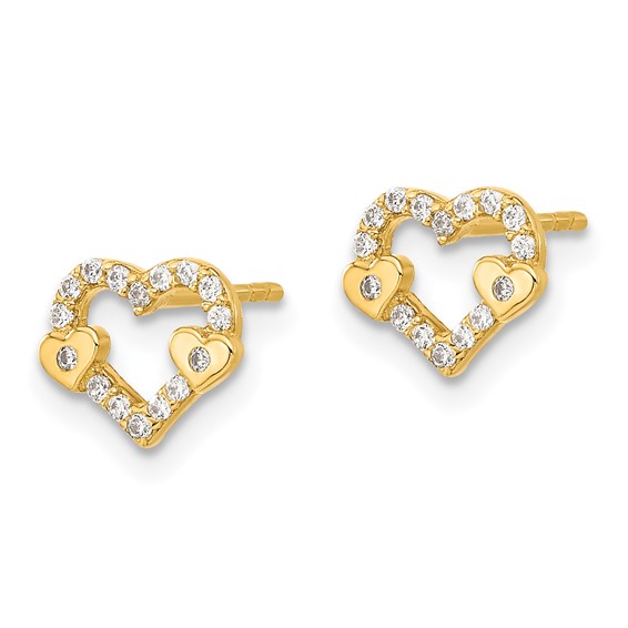 14k Madi K CZ Heart Post Earrings