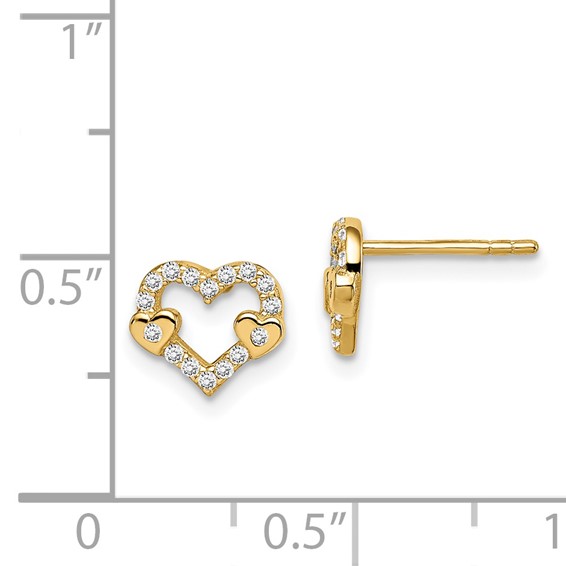 14k Madi K CZ Heart Post Earrings