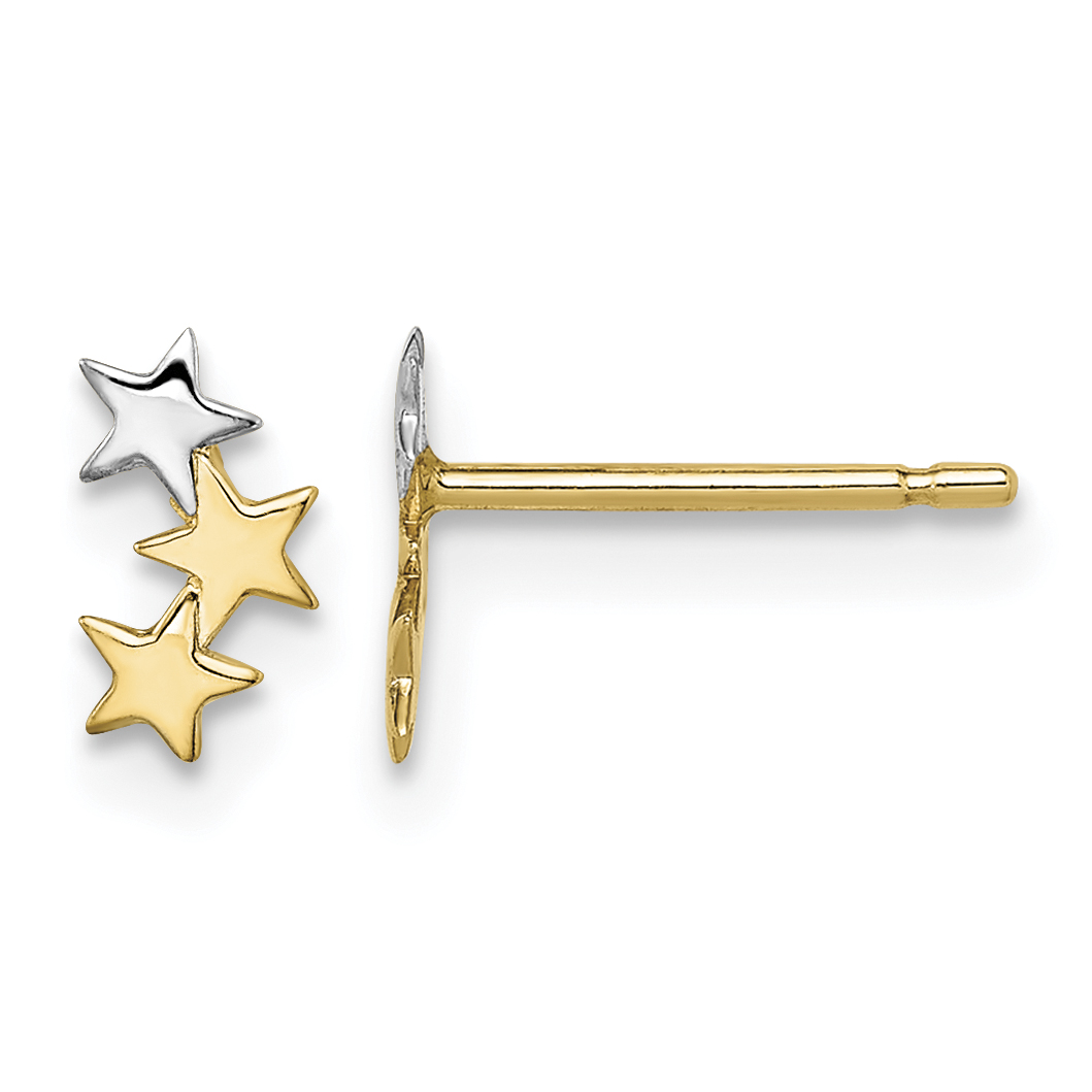 14k Madi K & White Rhodium 3-Star Post Earrings (GK1012)