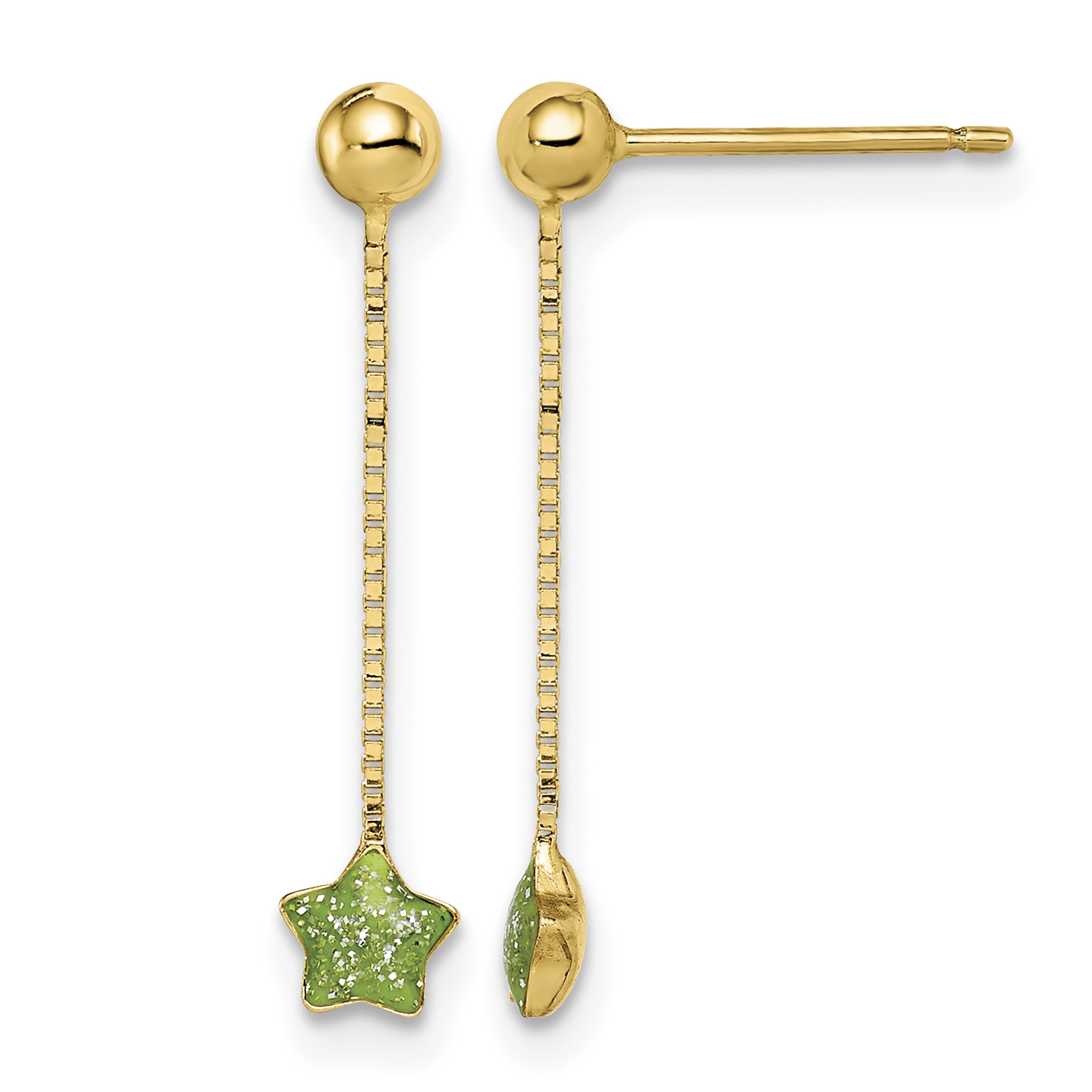 14k Madi K Enameled Star Chain Dangle Post Earrings (GK1017)