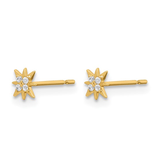 14k Madi K CZ Star Childrens Post Earrings