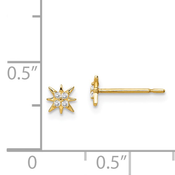 14k Madi K CZ Star Childrens Post Earrings