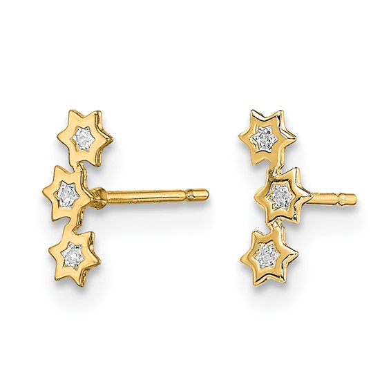 14k Madi K Stars CZ Childrens Post Earrings