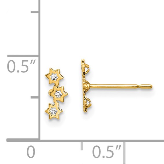 14k Madi K Stars CZ Childrens Post Earrings
