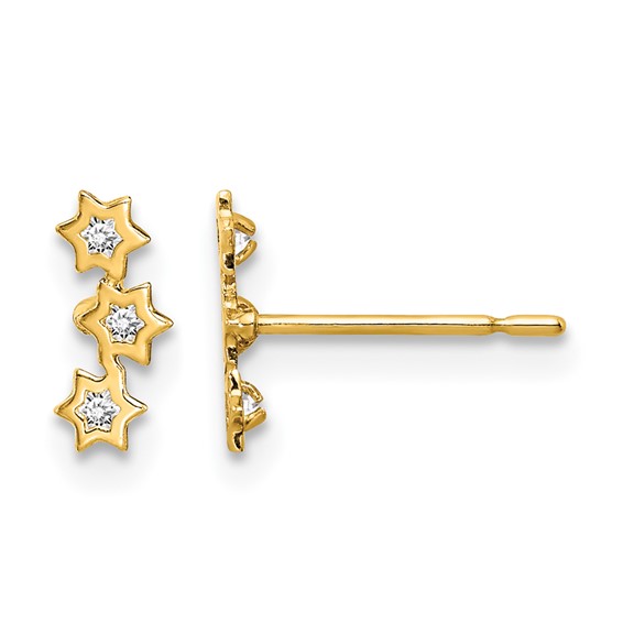 14k Madi K Stars CZ Childrens Post Earrings