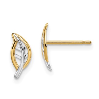14k Madi K & White Rhodium Leaf Post Earrings