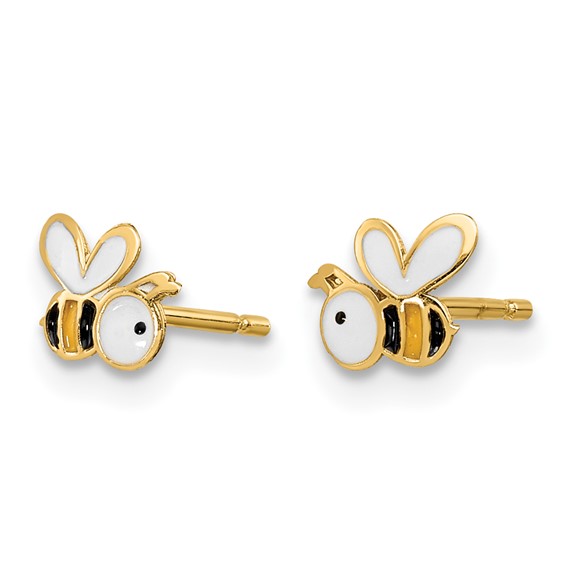 14k Madi K Enamel Bumble Bee Childrens Post Earrings