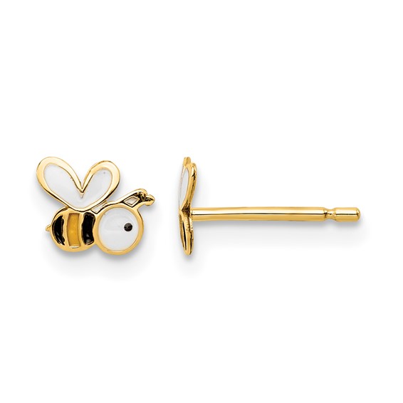 14k Madi K Enamel Bumble Bee Childrens Post Earrings