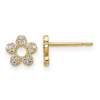 14k Madi K CZ Flower Childrens Post Earrings