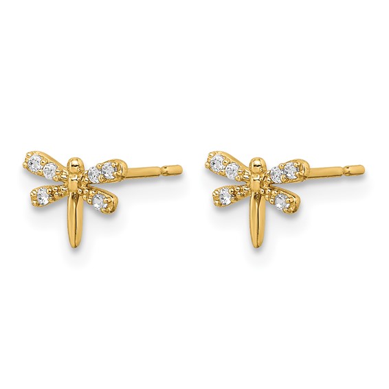 14k Madi K CZ Dragonfly Childrens Post Earrings