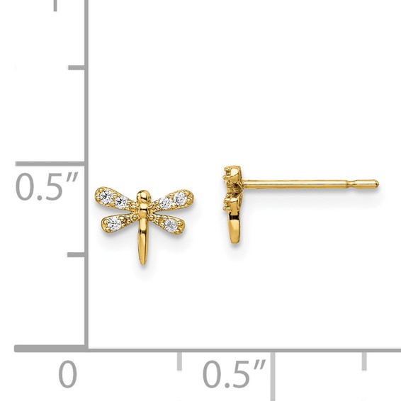 14k Madi K CZ Dragonfly Childrens Post Earrings