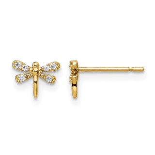 14k Madi K CZ Dragonfly Childrens Post Earrings