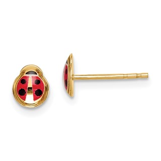 14k Madi K Small Red and Black Enamel Ladybug Post Earrings