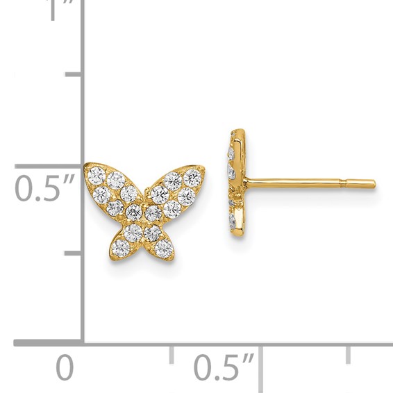 14k Madi K CZ Butterfly Childrens Post Earrings