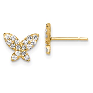14k Madi K CZ Butterfly Childrens Post Earrings