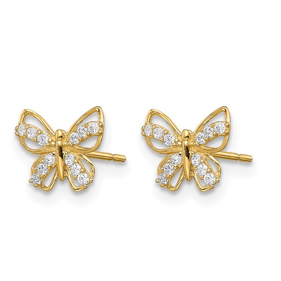 14k Madi K CZ Butterfly Childrens Post Earrings