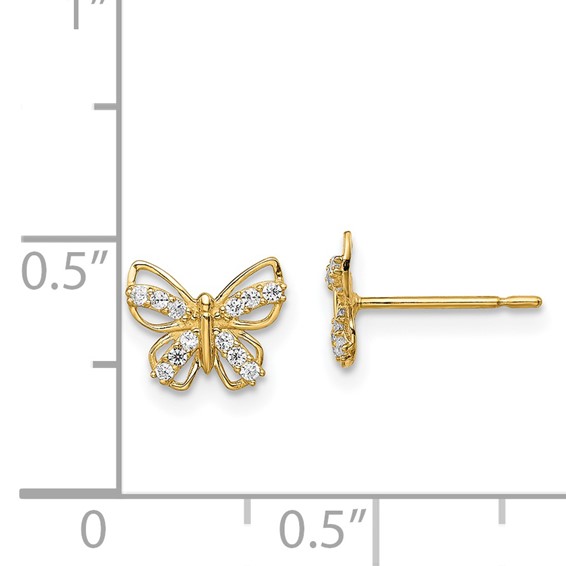 14k Madi K CZ Butterfly Childrens Post Earrings