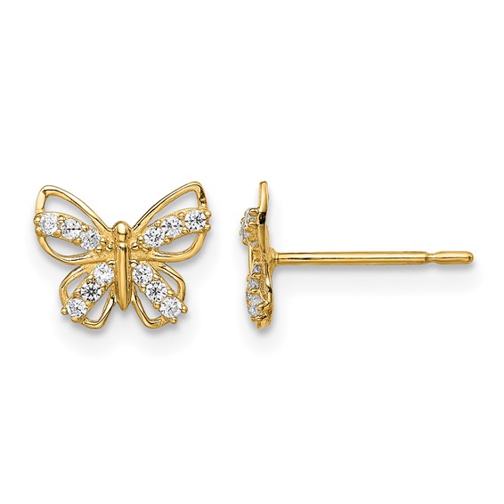 14k Madi K CZ Butterfly Childrens Post Earrings