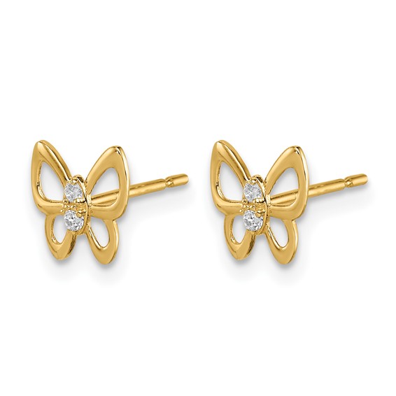 14k Madi K Butterfly CZ Childrens Post Earrings