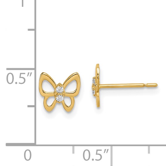 14k Madi K Butterfly CZ Childrens Post Earrings