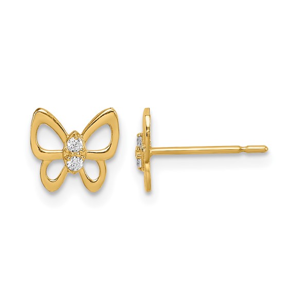 14k Madi K Butterfly CZ Childrens Post Earrings