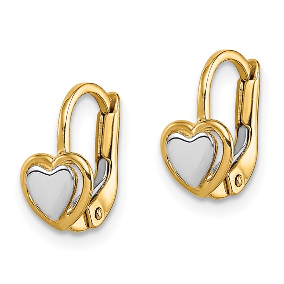 14k Two-Tone Madi K 5.00mm Heart Childrens Leverback Earrings