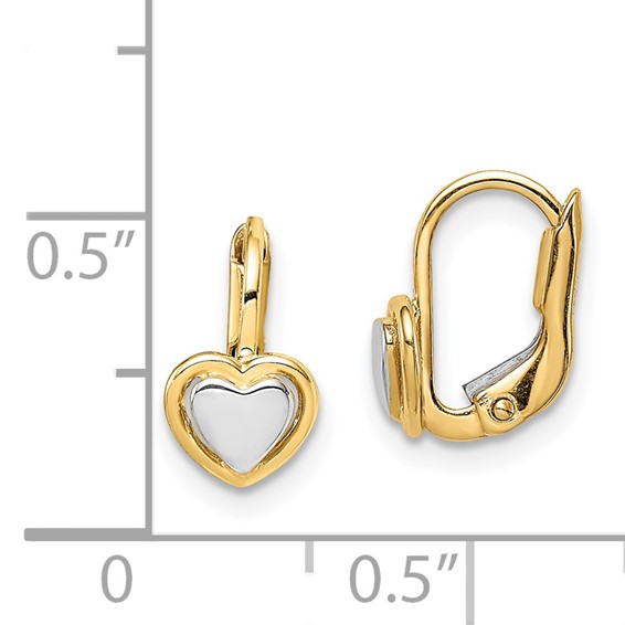 14k Two-Tone Madi K 5.00mm Heart Childrens Leverback Earrings