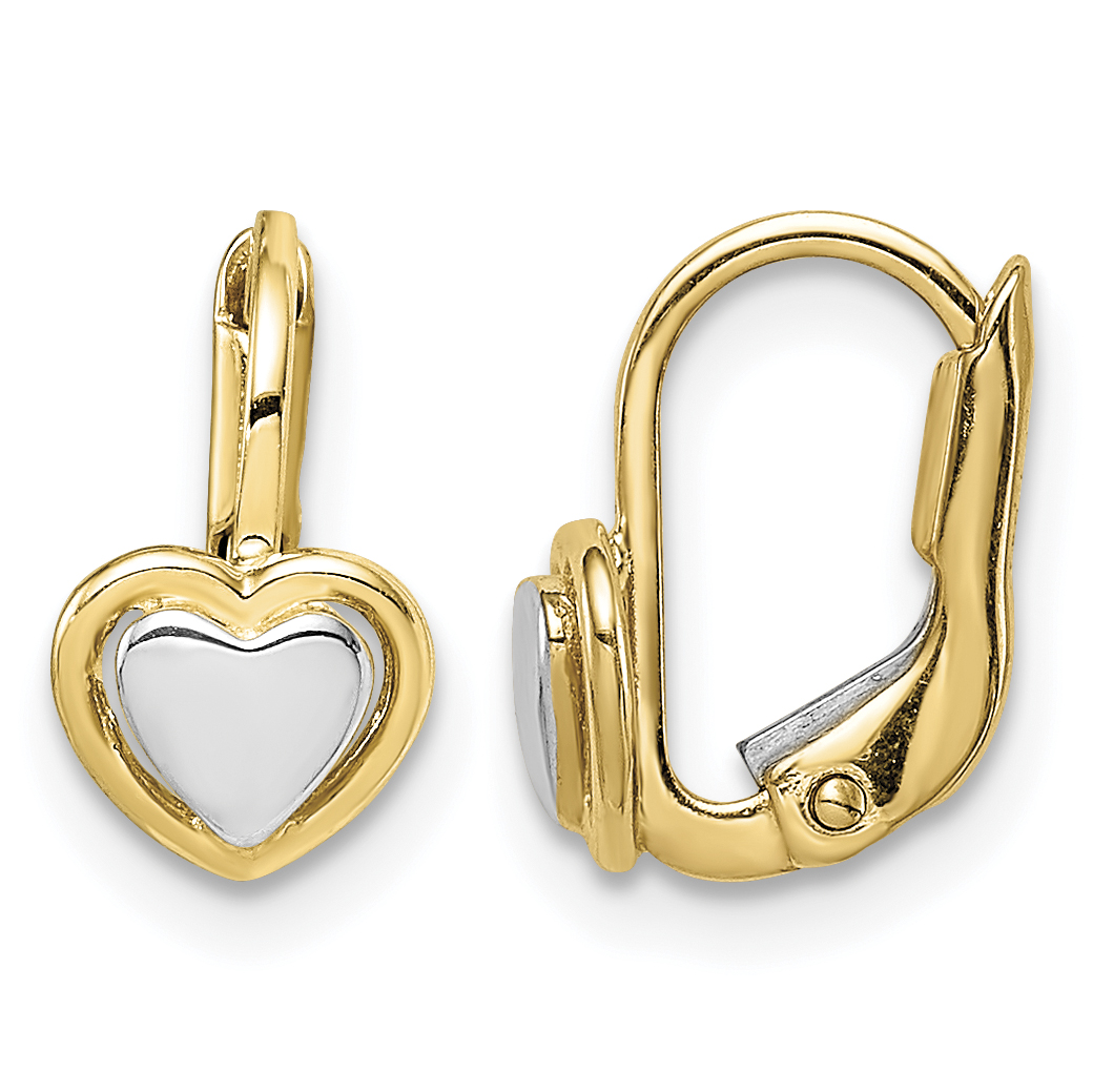 14k Madi K Two-Tone Children's Heart Hoop Earrings (GK1051)