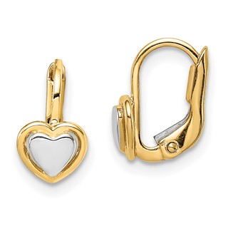 14k Two-Tone Madi K 5.00mm Heart Childrens Leverback Earrings