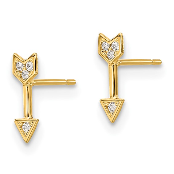 14k Madi K CZ Arrow Childrens Post Earrings
