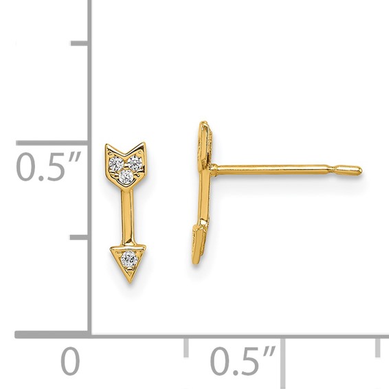 14k Madi K CZ Arrow Childrens Post Earrings