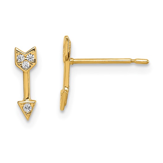 14k Madi K CZ Arrow Childrens Post Earrings