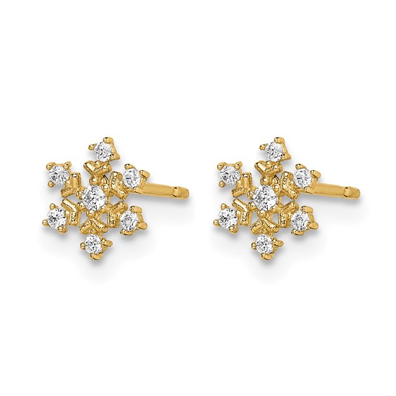 14k Madi K CZ Snowflake Childrens Post Earrings