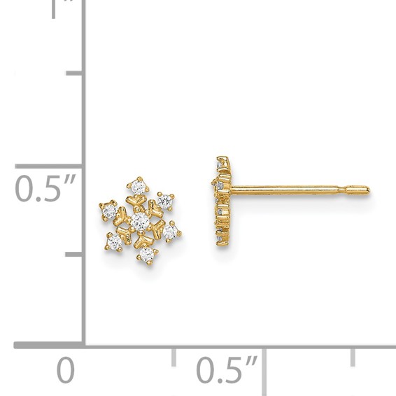 14k Madi K CZ Snowflake Childrens Post Earrings