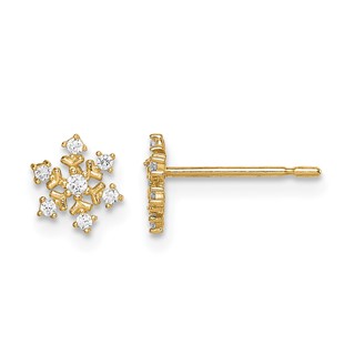14k Madi K CZ Snowflake Childrens Post Earrings