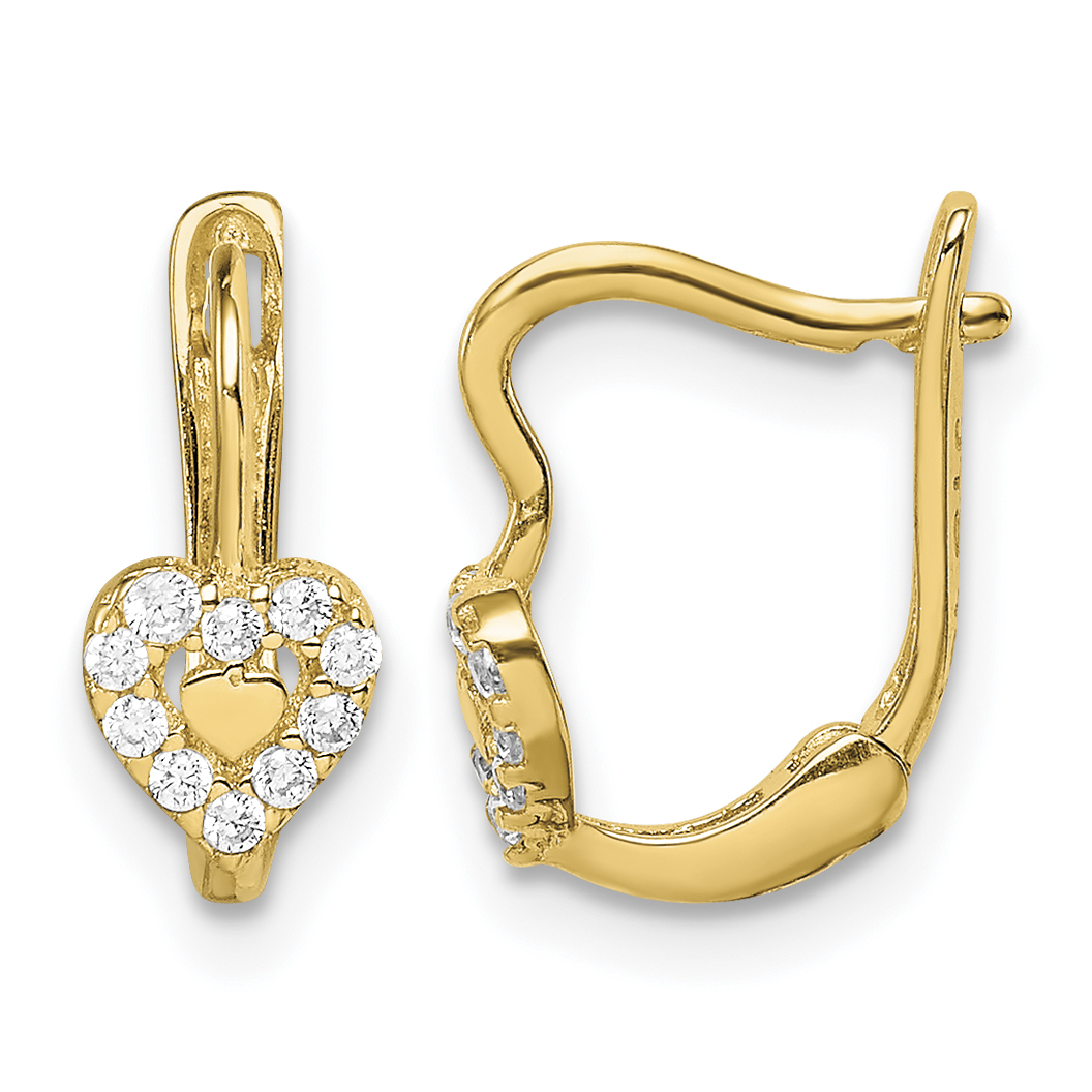 14k Madi K CZ Double Heart Hoop Earrings (GK1060)