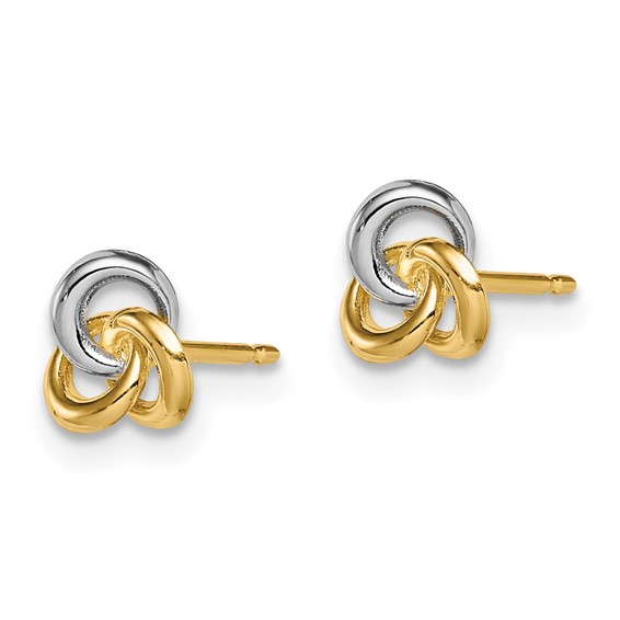 14k and White Rhodium Madi K Love Knot Childrens Post Earrings