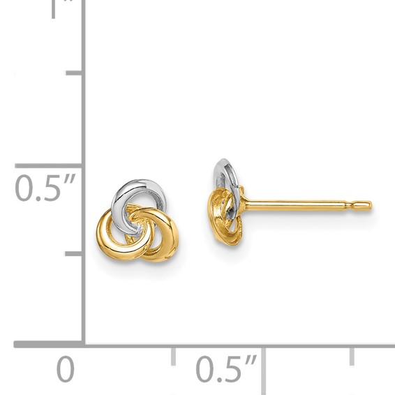 14k and White Rhodium Madi K Love Knot Childrens Post Earrings