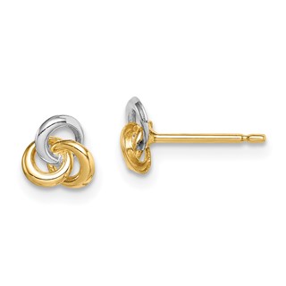 14k and White Rhodium Madi K Love Knot Childrens Post Earrings