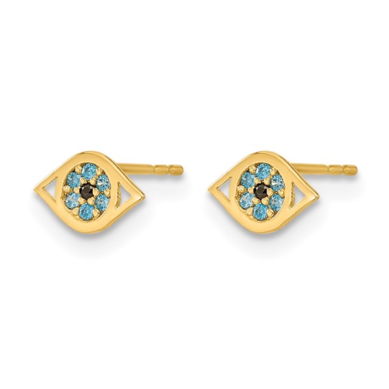 14k Madi K Blue CZ Eye Childrens Post Earrings