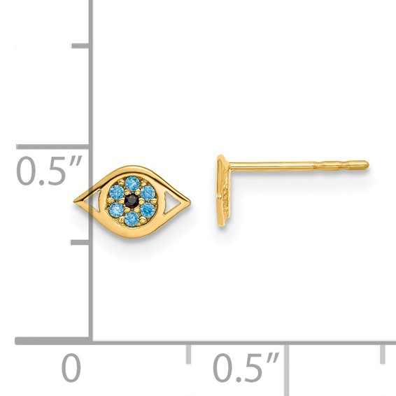 14k Madi K Blue CZ Eye Childrens Post Earrings