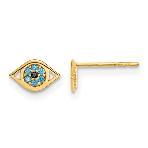14k Madi K Blue CZ Eye Childrens Post Earrings