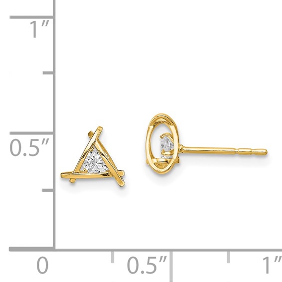 14k Madi K CZ Weaved Triangle Post Earrings