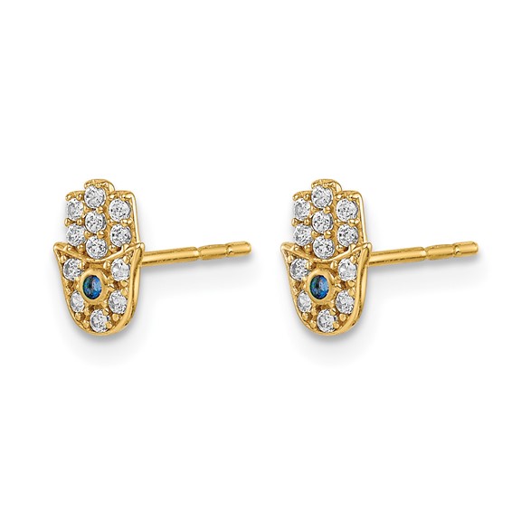 14k Madi K CZ Hamsa Childrens Post Earrings