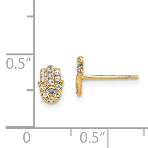 14k Madi K CZ Hamsa Childrens Post Earrings
