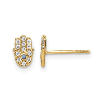 14k Madi K CZ Hamsa Childrens Post Earrings